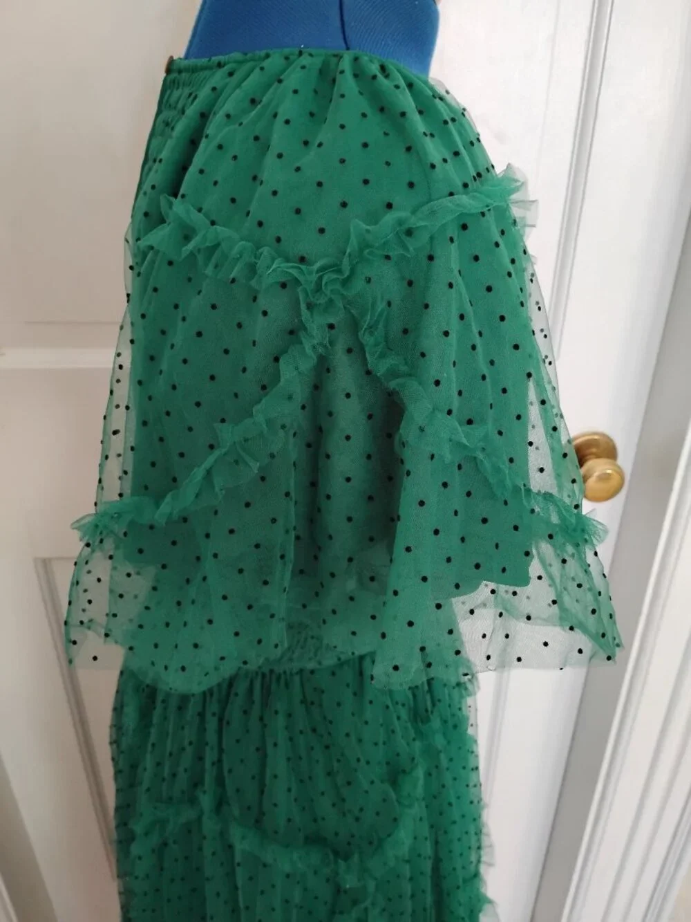 Pologram Green Smocked Swiss Dot Tulle Ruffle Dress - Picture 3 of 8
